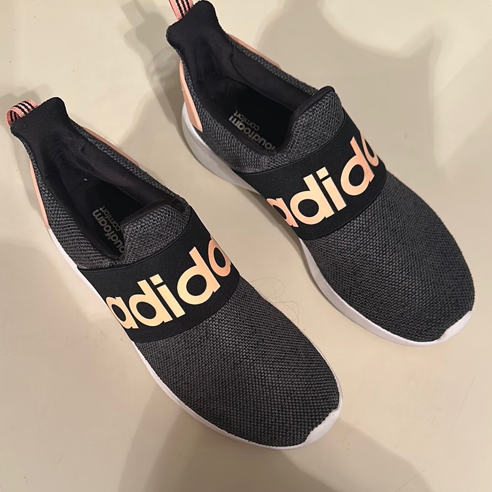 Adidas Black and Pink Slip-On Sneakers